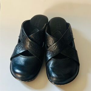 Women’s Born Handcrafted Footwear Black Embossed Mules